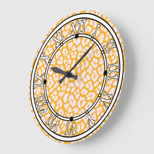 装飾用クッション白色イエロー抽象芸術ヒョウ柄 ラージ壁時計 (傾斜)