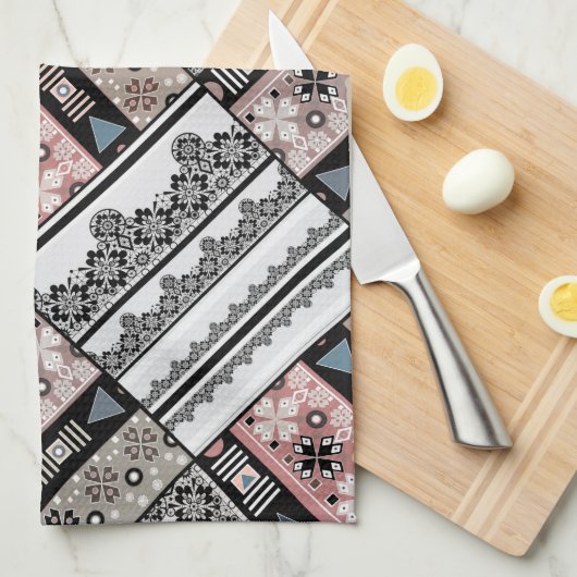 装飾用クッション部族民族幾何学伝統的的 キッチンタオル (四つ折り)