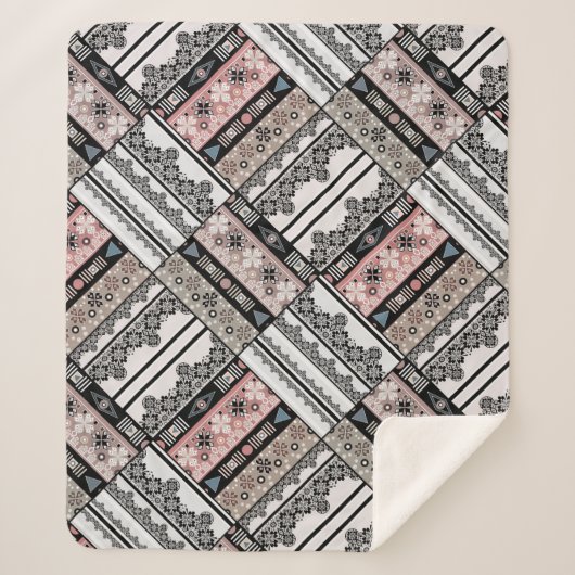 装飾用クッション部族民族幾何学伝統的的 シェルパブランケット (正面)