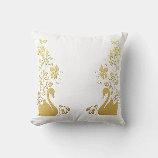 装飾用クッション金ゴールド白鳥 クッション (正面)
