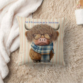 装飾用クッション高地の牛、両面の枕 クッション (ブランケット)