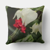 装飾用クッション鮮やかな赤い白い熱帯性花 クッション (裏面)