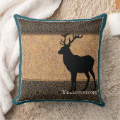 装飾用クッション-イエローストーンエルクティール(緑がかった色)ブルー クッション (ブランケット)