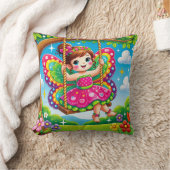 装飾用クッション- 「スウィングで微笑む妖精」 クッション (ブランケット)