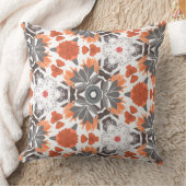 装飾用クッション – テラコッタ&グレーフローラデザイン クッション (ブランケット)