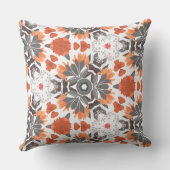 装飾用クッション – テラコッタ&グレーフローラデザイン クッション (裏面)