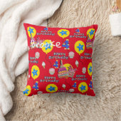 装飾用クッション、ハッピー4thバースデーレッド クッション (ブランケット)