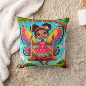 装飾用クッション- 「幸せな妖精がブランコに」 クッション (ブランケット)