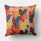 装飾用クッション、明るい色、おもしろい、ハートのデザイン クッション (裏面)