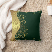 装飾用クッション--深緑色及び金ゴールドの渦巻 クッション (ブランケット)