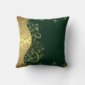装飾用クッション--深緑色及び金ゴールドの渦巻 クッション (裏面)