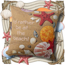 装飾用クッション – 私はむしろビーチ – ゴールデン