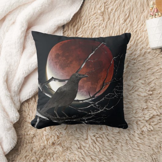 装飾用クッション、赤と黒のカラス クッション (ブランケット)
