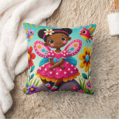 装飾用クッション- "鳥と幸せな妖精" クッション (ブランケット)