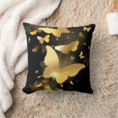 装飾用クッション/黒(金ゴールド蝶あり) クッション (ブランケット)