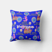 装飾用クッション, #3ハッピーサードバースデーブルー クッション (裏面)