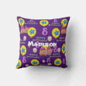 装飾用クッション, #8ハッピー8番目の誕生日紫 クッション (裏面)