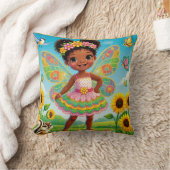 装飾用クッション- "HAPPY FAIRY FAIRY WITH SUNFLOWERS" クッション (ブランケット)