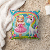 装飾用クッション- "SMILING FAIRY WITH UNICORN" クッション (ブランケット)