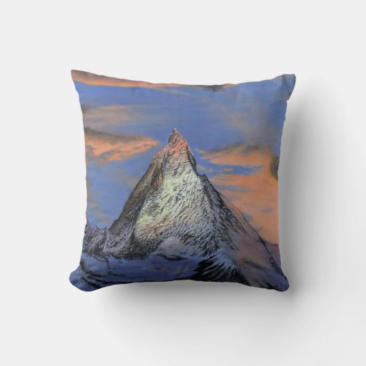 装飾用クッション- "The Matterhorn At Sunset" クッション (正面)