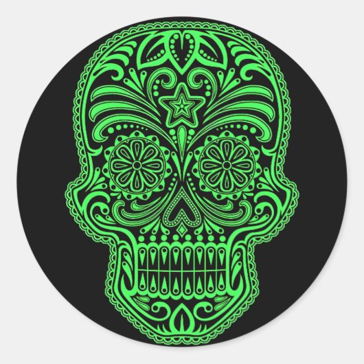 装飾用グリーンと黒糖スカル ラウンドシール (正面)