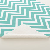 装飾用シェブロン模様ライトティール(緑がかった色)及びホワイト シェルパブランケット (3/4)