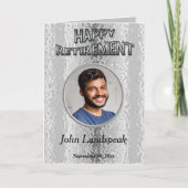 装飾用シルバーメタル1フォトコラージュのリタイアメント カード (正面)
