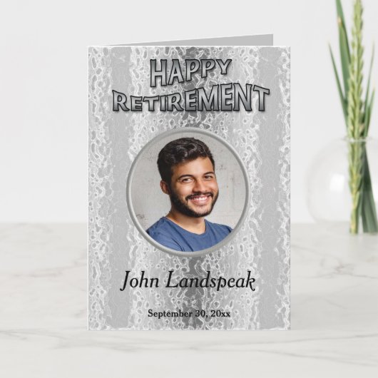 装飾用シルバーメタル1フォトコラージュのリタイアメント カード (正面)
