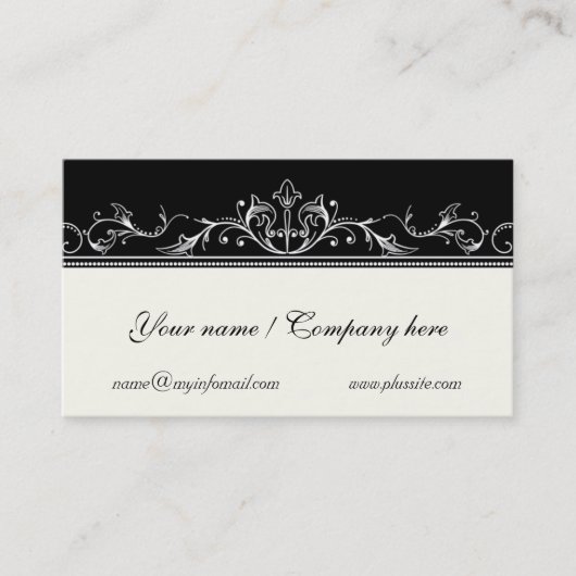 装飾用スクロール縁どワーク、アイボリー 名刺 (正面)