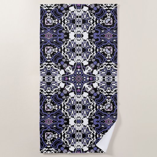 装飾用スタイル幾何学的モロッコカリエドスコープm ビーチタオル (正面)