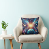 装飾用スローピローに描かれた地球と宇宙 クッション (椅子)