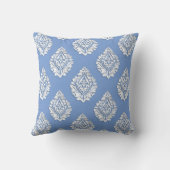 装飾用ダマスクホワイトライトブルーフローラ クッション (裏面)