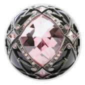 装飾用ピンクブラックフェイク宝石 セラミックノブ (正面)