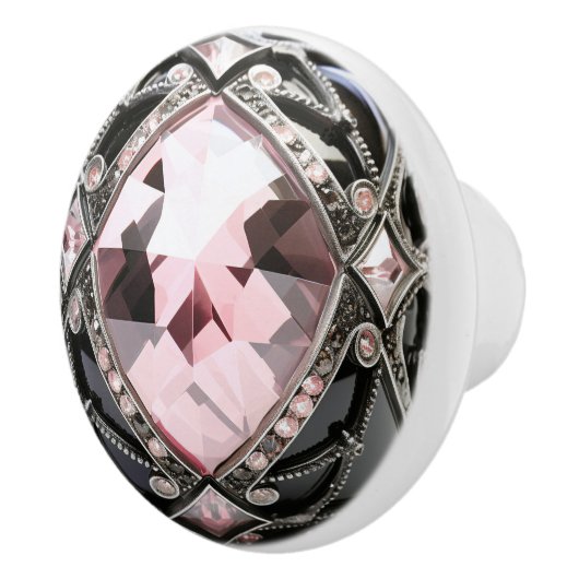 装飾用ピンクブラックフェイク宝石 セラミックノブ (右)