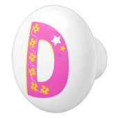 装飾用ピンク文字Dモノグラムのハンドルノブ セラミックノブ (右)