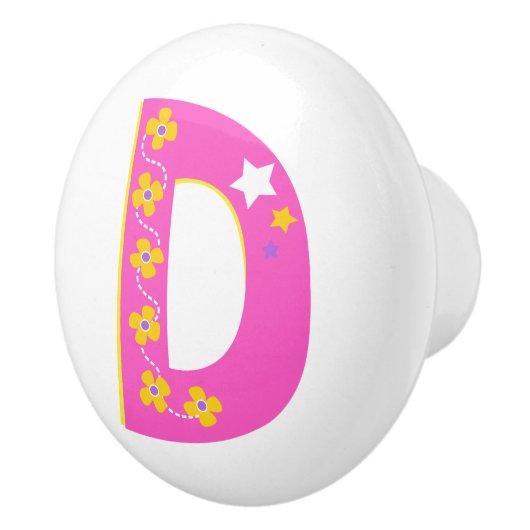 装飾用ピンク文字Dモノグラムのハンドルノブ セラミックノブ (右)