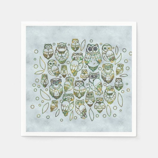 装飾用フクロウ スタンダードカクテルナプキン (正面)