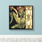 装飾用フローラデザインと黒縁ど キャンバスプリント (インサイチュ (ウッドフロア))