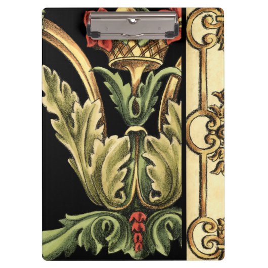 装飾用フローラデザインと黒縁ど クリップボード (正面)