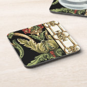 装飾用フローラデザインと黒縁ど コースター (左側)