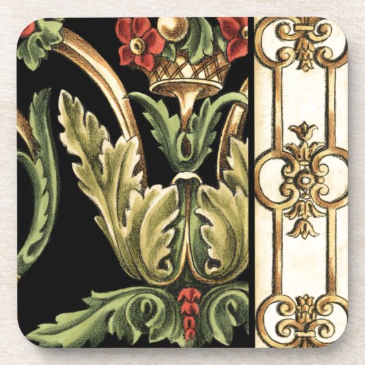 装飾用フローラデザインと黒縁ど コースター (正面)