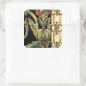 装飾用フローラデザインと黒縁ど スクエアシール (バッグ)