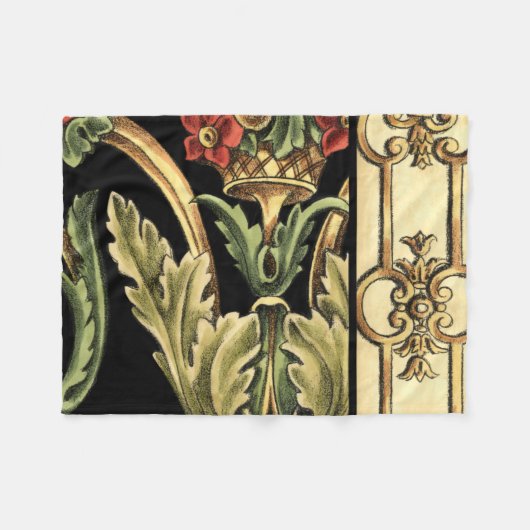 装飾用フローラデザインと黒縁ど フリースブランケット (正面(横))