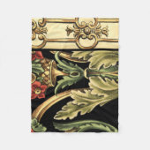 装飾用フローラデザインと黒縁ど フリースブランケット (正面)