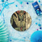 装飾用フローラデザインと黒縁ど ペーパープレート (パーティー)