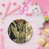 装飾用フローラデザインと黒縁ど ペーパープレート (パーティー)