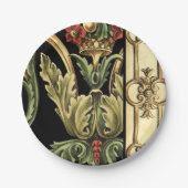 装飾用フローラデザインと黒縁ど ペーパープレート (正面)