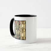 装飾用フローラデザインと黒縁ど マグカップ (正面左)