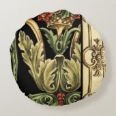 装飾用フローラデザインと黒縁ど ラウンドクッション (裏面)