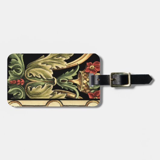 装飾用フローラデザインと黒縁ど ラゲッジタグ (正面横)